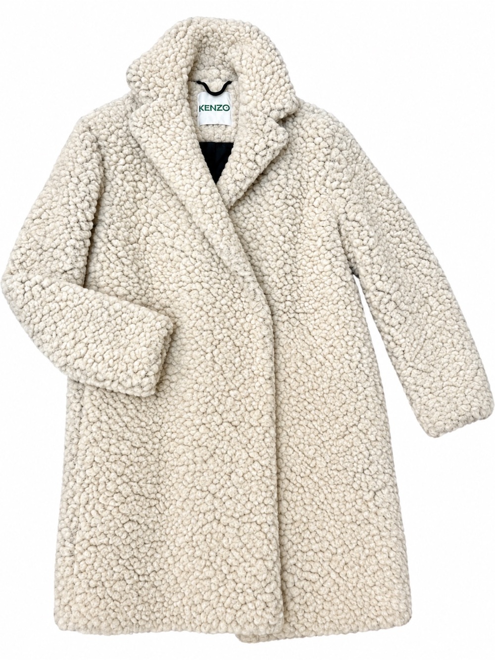 Kenzo Cream Textured Teddy Faux Shearling Coat